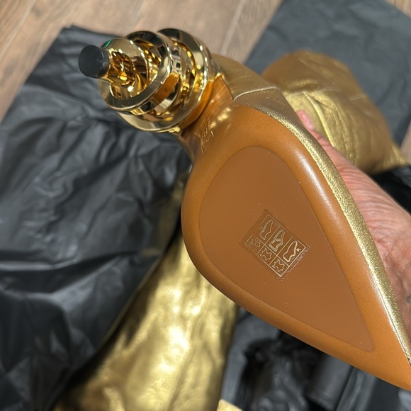 KEEYAHRI Gold Metallic OTK boot. “ZERINA - GOLD HEEL” New in box. Never worn. - Picture 4 of 6